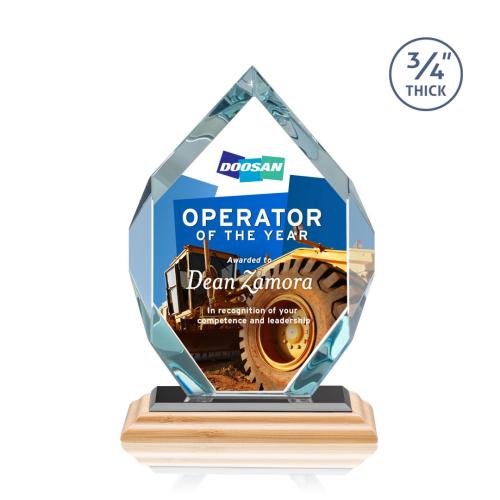 Awards and Trophies - Crystal Awards - Royal Diamond Full Color Bamboo/Black Polygon Wood Award