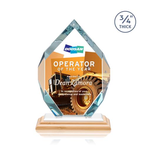 Awards and Trophies - Crystal Awards - Royal Diamond Full Color Bamboo/White Polygon Wood Award