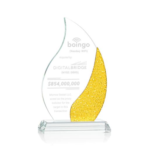 Awards and Trophies - Crystal Awards - Oakley Yellow Flame Crystal Award
