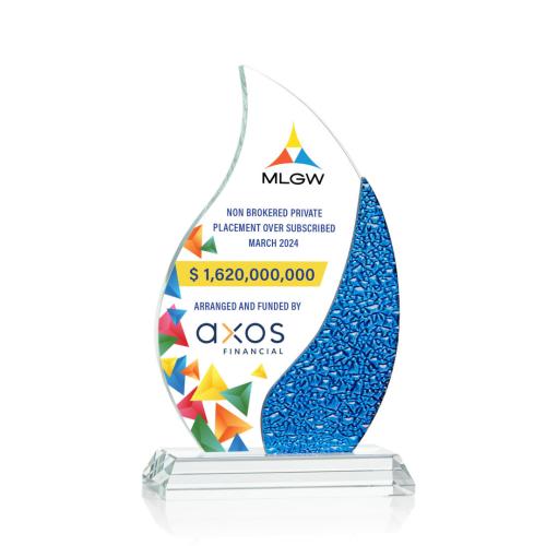Awards and Trophies - Crystal Awards - Oakley Full Color Blue Flame Crystal Award
