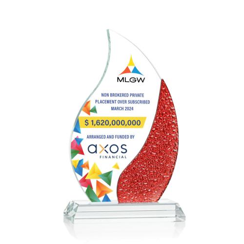 Awards and Trophies - Crystal Awards - Oakley Full Color Red Flame Crystal Award