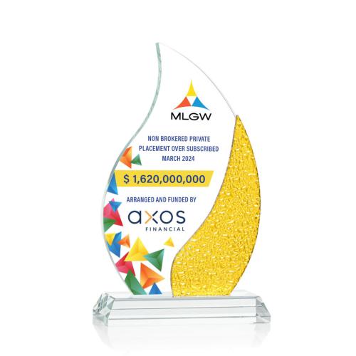 Awards and Trophies - Crystal Awards - Oakley Full Color Yellow Flame Crystal Award