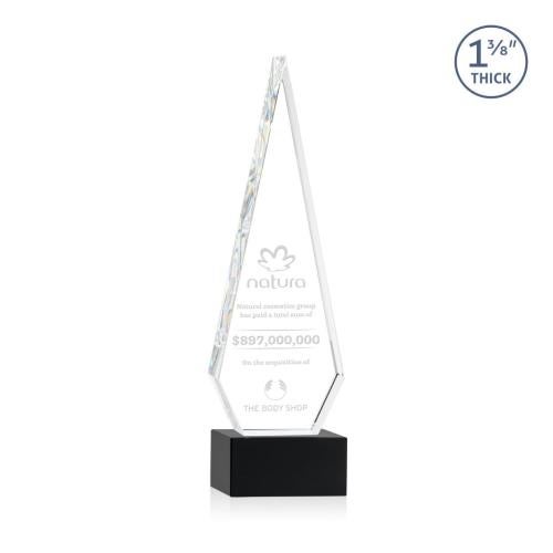 Awards and Trophies - Crystal Awards - Springfield Black on Hancock Base Diamond Crystal Award