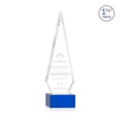 Awards and Trophies - Crystal Awards - Springfield Blue on Hancock Base Diamond Crystal Award