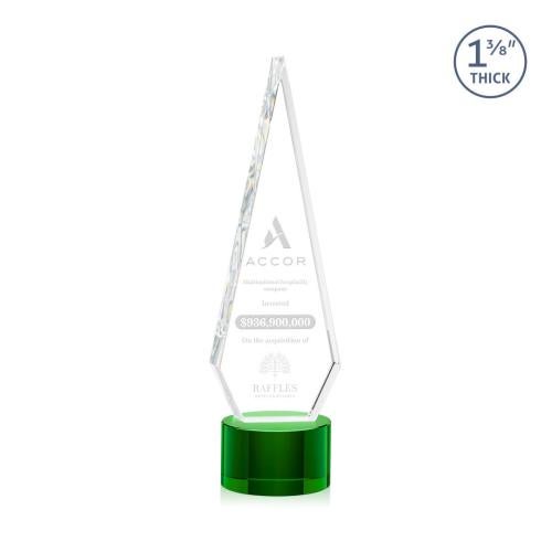 Awards and Trophies - Crystal Awards - Springfield Green on Marvel Base Diamond Crystal Award