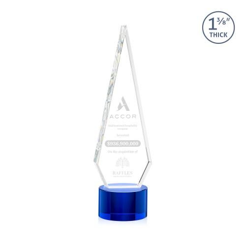 Awards and Trophies - Crystal Awards - Springfield Blue on Marvel Base Diamond Crystal Award