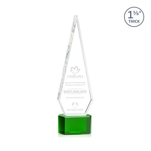 Awards and Trophies - Crystal Awards - Springfield Green on Paragon Base Diamond Crystal Award