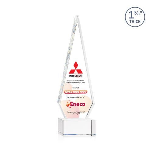 Awards and Trophies - Crystal Awards - Springfield Full Color Clear on Hancock Base Diamond Crystal Award