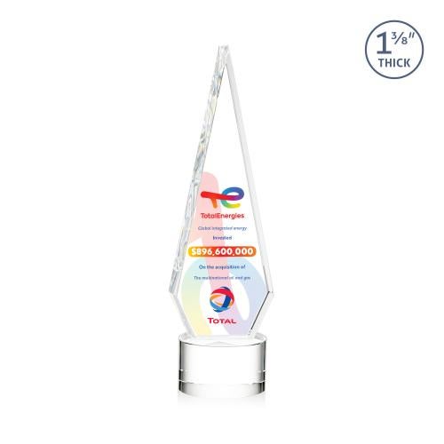 Awards and Trophies - Crystal Awards - Springfield Full Color Clear on Marvel Base Diamond Crystal Award