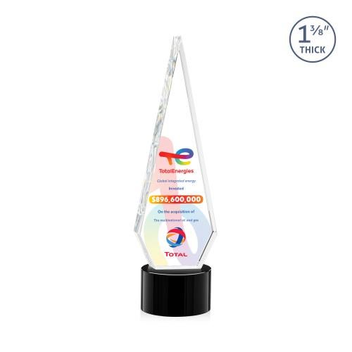 Awards and Trophies - Crystal Awards - Springfield Full Color Black on Marvel Base Diamond Crystal Award