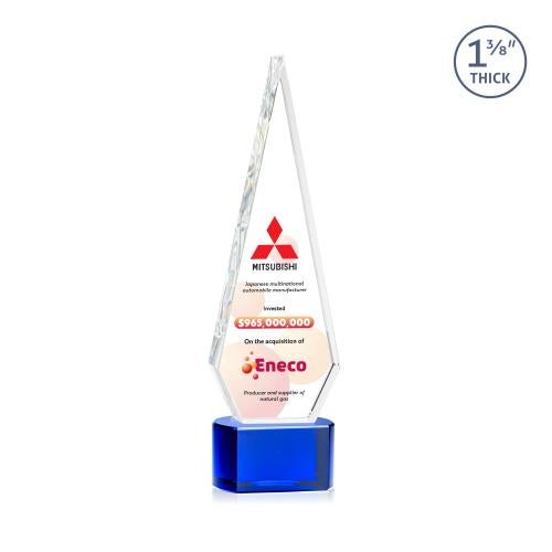 Awards and Trophies - Crystal Awards - Springfield Full Color Blue on Paragon Base Diamond Crystal Award