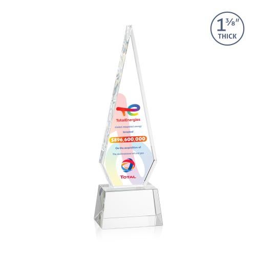 Awards and Trophies - Crystal Awards - Springfield Full Color Clear on Robson Base Diamond Crystal Award