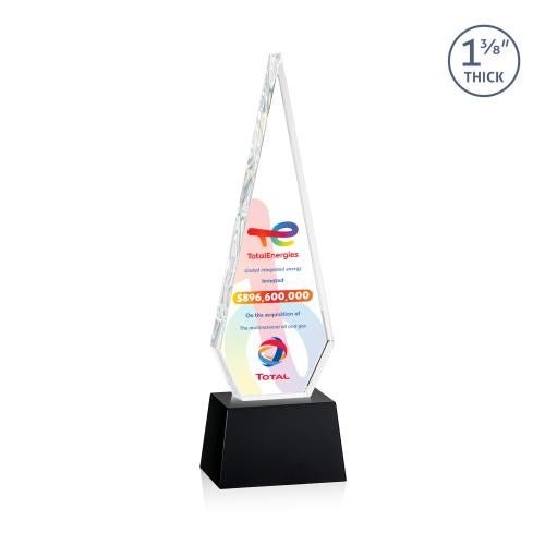 Awards and Trophies - Crystal Awards - Springfield Full Color Black on Robson Base Diamond Crystal Award