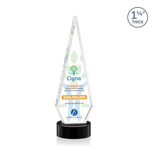 Awards and Trophies - Crystal Awards - Springfield Full Color Black on Stanrich Base Diamond Crystal Award