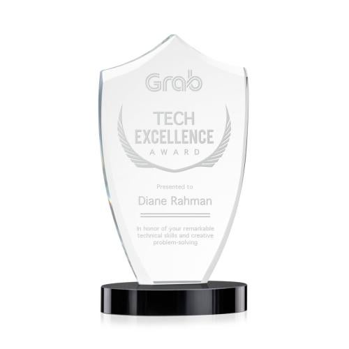 Awards and Trophies - Crystal Awards - Skylark Shield Black Unique Crystal Award