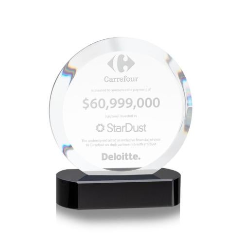 Awards and Trophies - Crystal Awards - Matlow Black Circle Crystal Award