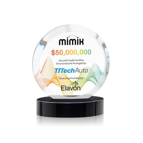 Awards and Trophies - Crystal Awards - Matlow Full Color Black Circle Crystal Award