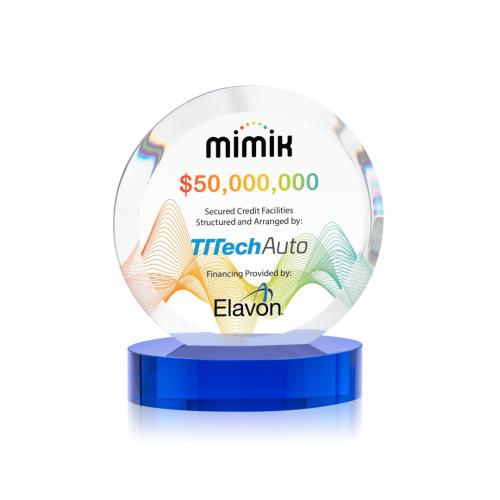 Awards and Trophies - Crystal Awards - Matlow Full Color Blue Circle Crystal Award