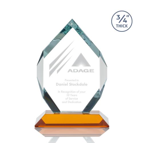 Awards and Trophies - Crystal Awards - Royal Diamond Amber Polygon Crystal Award