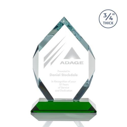 Awards and Trophies - Crystal Awards - Royal Diamond Green Polygon Crystal Award