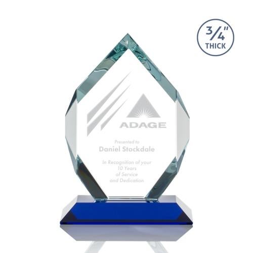 Awards and Trophies - Crystal Awards - Royal Diamond Blue Polygon Crystal Award