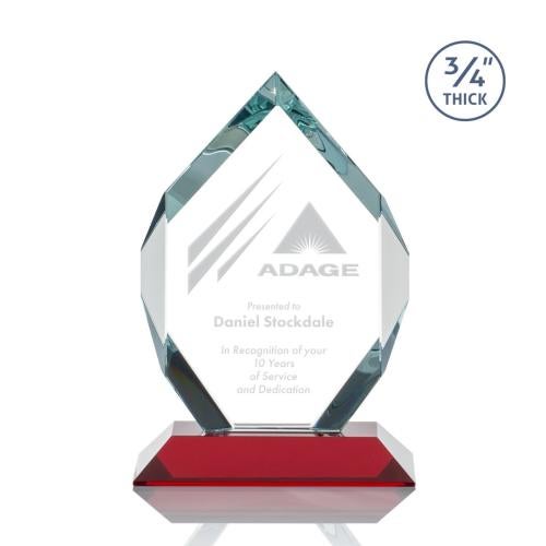 Awards and Trophies - Crystal Awards - Royal Diamond Red Polygon Crystal Award