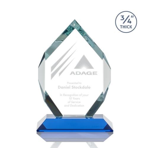 Awards and Trophies - Crystal Awards - Royal Diamond Sky Blue Polygon Crystal Award