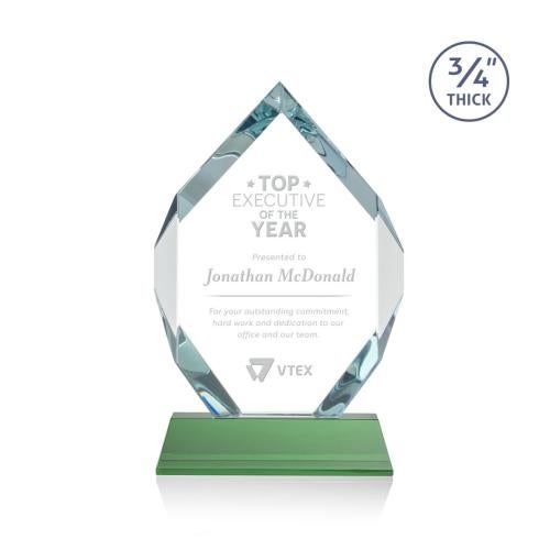 Awards and Trophies - Crystal Awards - Royal Diamond Green on Newhaven Polygon Crystal Award