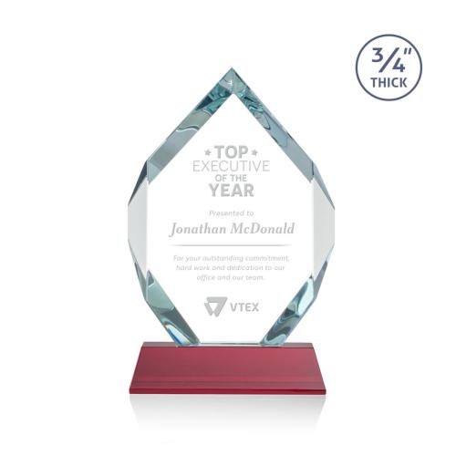 Awards and Trophies - Crystal Awards - Royal Diamond Red on Newhaven Polygon Crystal Award