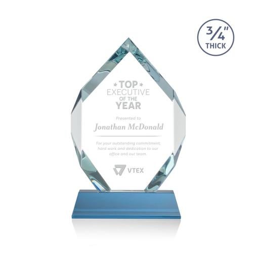 Awards and Trophies - Crystal Awards - Royal Diamond Sky Blue on Newhaven Polygon Crystal Award