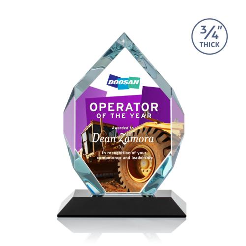 Awards and Trophies - Crystal Awards - Royal Diamond Full Color Black Polygon Crystal Award