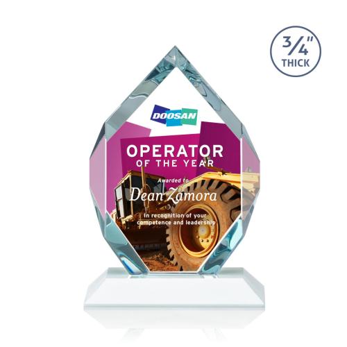 Awards and Trophies - Crystal Awards - Royal Diamond Full Color White Polygon Crystal Award