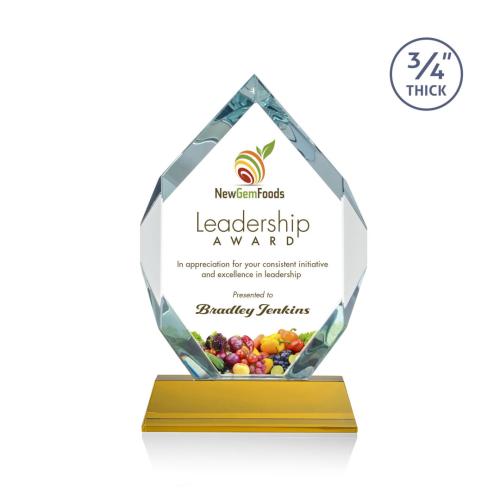 Awards and Trophies - Crystal Awards - Royal Diamond Full Color Amber on Newhaven Polygon Crystal Award