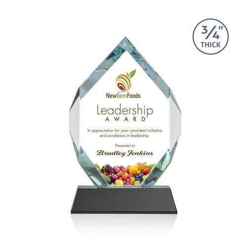 Awards and Trophies - Crystal Awards - Royal Diamond Full Color Black on Newhaven Polygon Crystal Award