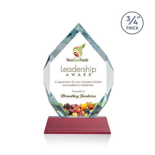 Awards and Trophies - Crystal Awards - Royal Diamond Full Color Red on Newhaven Polygon Crystal Award