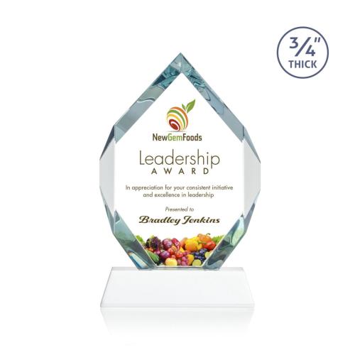 Awards and Trophies - Crystal Awards - Royal Diamond Full Color White on Newhaven Polygon Crystal Award