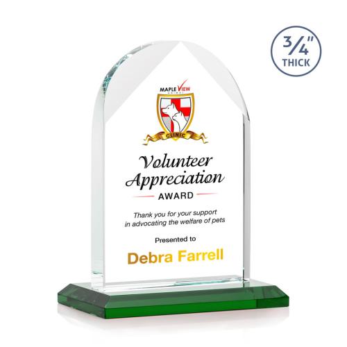Awards and Trophies - Crystal Awards - Blake Full Color Green Peaks Crystal Award