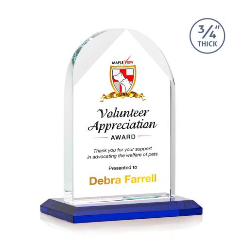 Awards and Trophies - Crystal Awards - Blake Full Color Blue Peaks Crystal Award