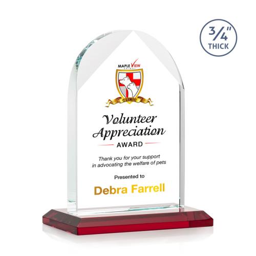 Awards and Trophies - Crystal Awards - Blake Full Color Red Peaks Crystal Award