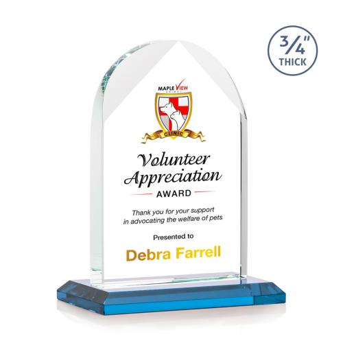Awards and Trophies - Crystal Awards - Blake Full Color Sky Blue Peaks Crystal Award