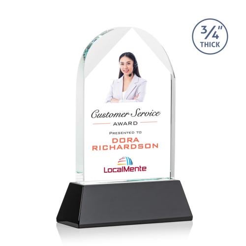 Awards and Trophies - Crystal Awards - Blake Full Color Black  on Newhaven Peaks Crystal Award