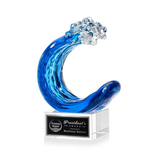 Awards and Trophies - Crystal Awards - Glass Awards - Art Glass Awards - Oceana Clear on Hancock Base Circle Glass Award