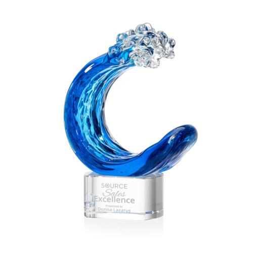 Awards and Trophies - Crystal Awards - Glass Awards - Art Glass Awards - Oceana Clear on Paragon Base Circle Glass Award