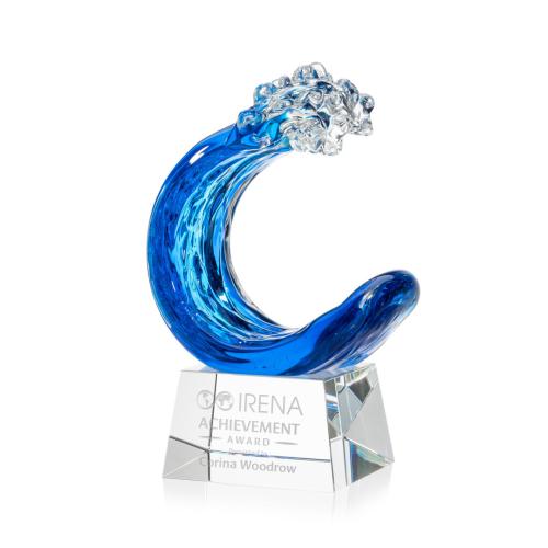 Awards and Trophies - Crystal Awards - Glass Awards - Art Glass Awards - Oceana Clear on Robson Base Circle Glass Award