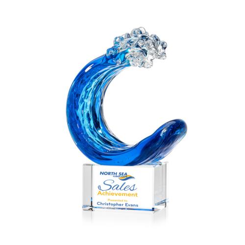 Awards and Trophies - Full Color Imprint - Oceana Full Color Clear on Lexington Base Glass Award