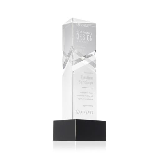 Awards and Trophies - Crystal Awards - Oakham Black on Hancock Base Towers Crystal Award