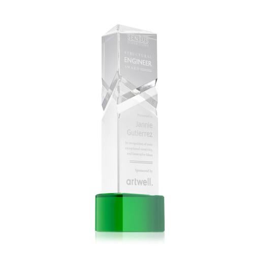 Awards and Trophies - Crystal Awards - Oakham Green on Paragon Base Towers Crystal Award