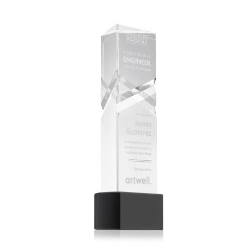 Awards and Trophies - Crystal Awards - Oakham Black on Paragon Base Towers Crystal Award