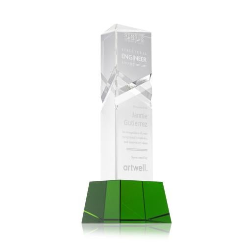 Awards and Trophies - Crystal Awards - Oakham Green on Robson Base Towers Crystal Award