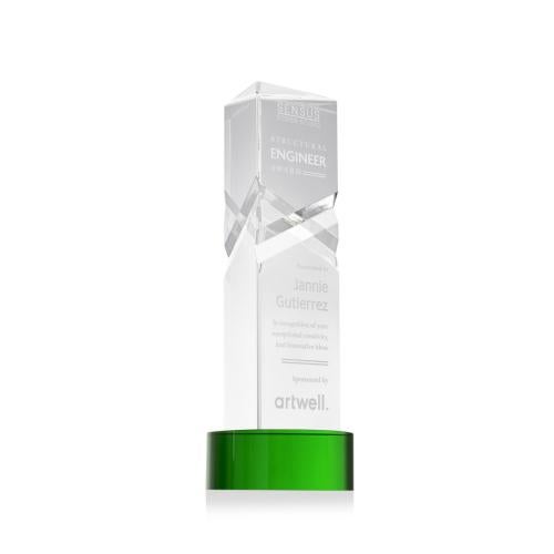 Awards and Trophies - Crystal Awards - Oakham Green on Stanrich Base Towers Crystal Award